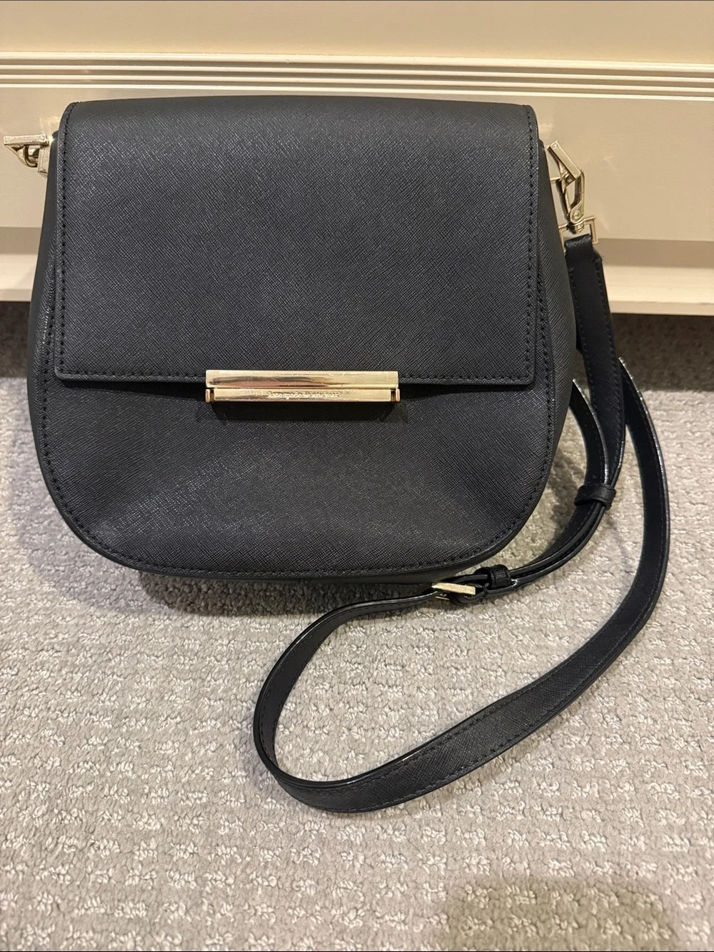 kate spade Black Crossbody Saddle Bag with Gold Hardware